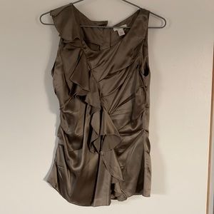 J. Crew taupe silk sleeveless top, size 0. EUC.